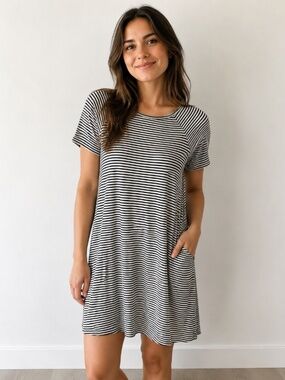 Black & White Striped Swing Dress - Roxy - Size Small
